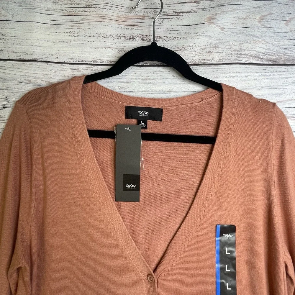 Mossimo Peach Orange Color Sweater Women's Size Large 3/4 Sleeves Button Up NWT - Picture 3 of 9